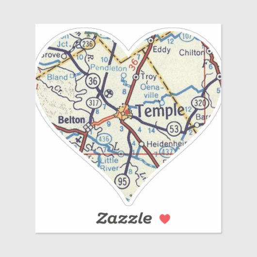 Heart Belton Temple Texas Aufkleber (Blatt)