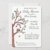 Heart Blätter Mobile Bird Nest Baby Shower Einladung (Vorderseite)