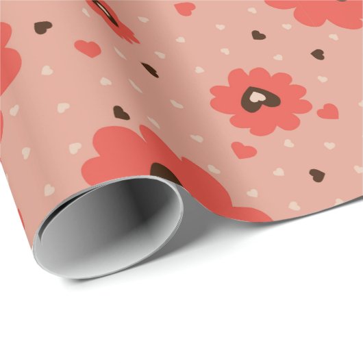 Heart Bloom Flowers Geschenkpapier (Rolleneckpunkt)