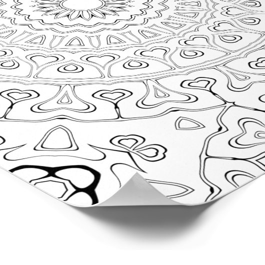 Heart Bloom Pattern Coloring Page Design Poster (Ecke)