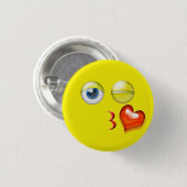Heart Blow Kiss Liebe Emoji Button (Vorne & Hinten)