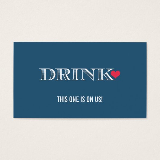 Heart Blue Red Wedding Drink Ticket (Vorderseite)
