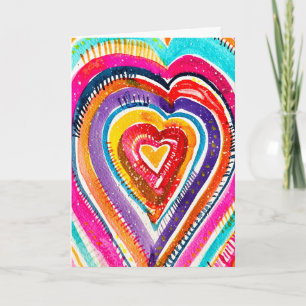 Heart boho Aquarellkunst Karte