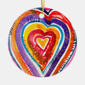 Heart boho Aquarellkunst Keramik Ornament (Vorne)