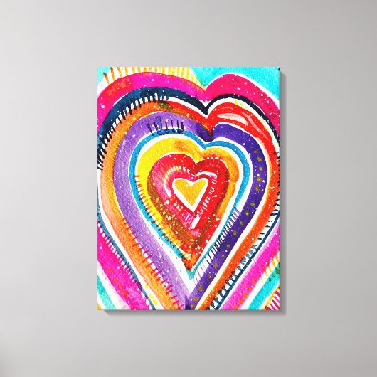 Heart boho Aquarellkunst Leinwanddruck (Vorderseite)