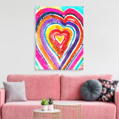 Heart boho Aquarellkunst Leinwanddruck (Insitu (Wohnzimmer))