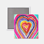 Heart boho Aquarellkunst Magnet (Vorderseite/Rückseite)