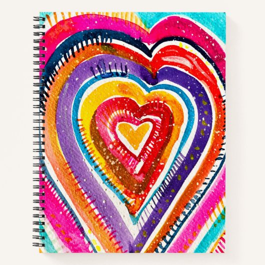 Heart boho Aquarellkunst Notizblock (Vorderseite)