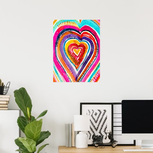 Heart boho Aquarellkunst Poster (Heimbüro)