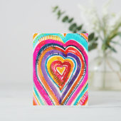 Heart boho Aquarellkunst Postkarte (Stehend Vorderseite)