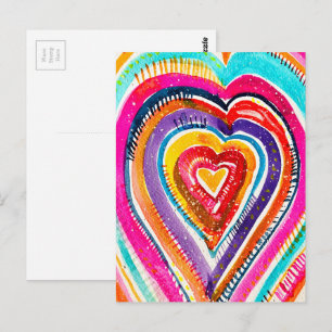 Heart boho Aquarellkunst Postkarte