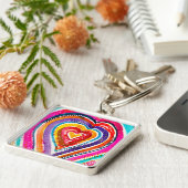 Heart boho Aquarellkunst Schlüsselanhänger (Seite)