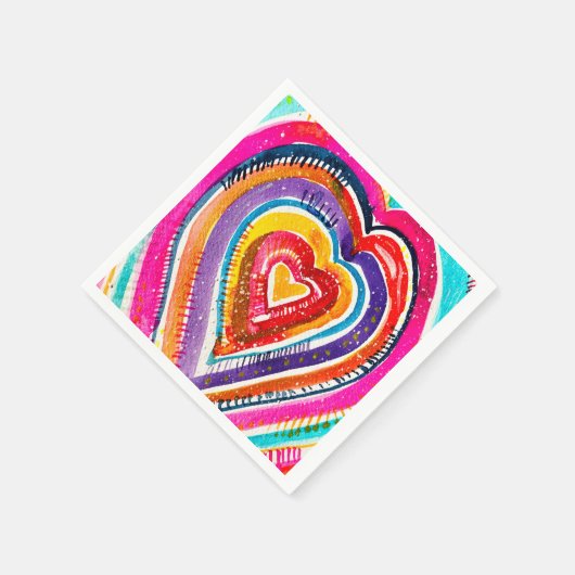 Heart boho Aquarellkunst Serviette (Ecke)