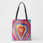 Heart boho Aquarellkunst Tasche (Vorderseite)