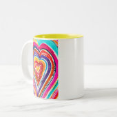 Heart boho Aquarellkunst Zweifarbige Tasse (Vorderseite Links)