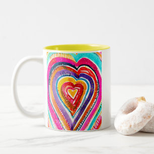 Heart boho Aquarellkunst Zweifarbige Tasse