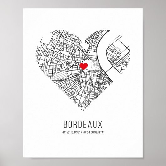 Heart Bordeaux City Map (Frankreich) Poster (Vorne)