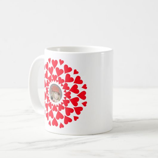 Heart Border Customizable Kaffeetasse (Vorderseite Links)