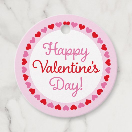 Heart Border Happy Valentine's Day Cirle Geschenk Geschenkanhänger (Vorderseite)