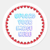 Heart Border Round Sticker with a Business Logo (Vorderseite)