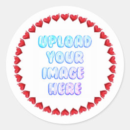 Heart Border Round Sticker with a Business Logo
