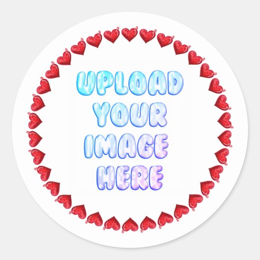 Heart Border Round Sticker with a Business Logo (Vorderseite)