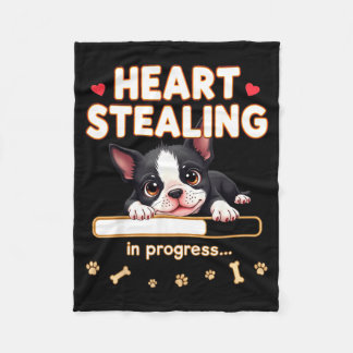 Heart Boston Terrier Dog Funny Gift Bostie Puppy  Fleecedecke