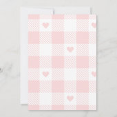 Heart Bow Gingham French Teddy Bear Baby Shower Einladung (Rückseite)