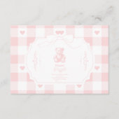 Heart Bow Gingham French Teddy Diapper Raffle Begleitkarte (Vorderseite)