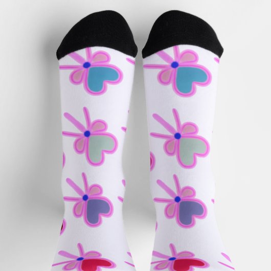  Heart Bow Pattern Personalized Gift Crew Socks Socken (Oben)