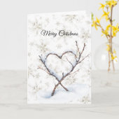 Heart Branch Snow Snowflakes Christmas Karte (Gelbe Blume)