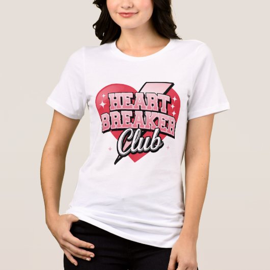 Heart Breaker Club Valentine – Bold Pink Heart Tri-Blend Shirt (Vorderseite)