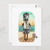 Heart Broken Girl Watercolor Postkarte (Vorne/Hinten)