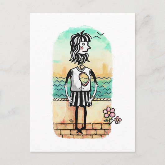 Heart Broken Girl Watercolor Postkarte (Vorderseite)