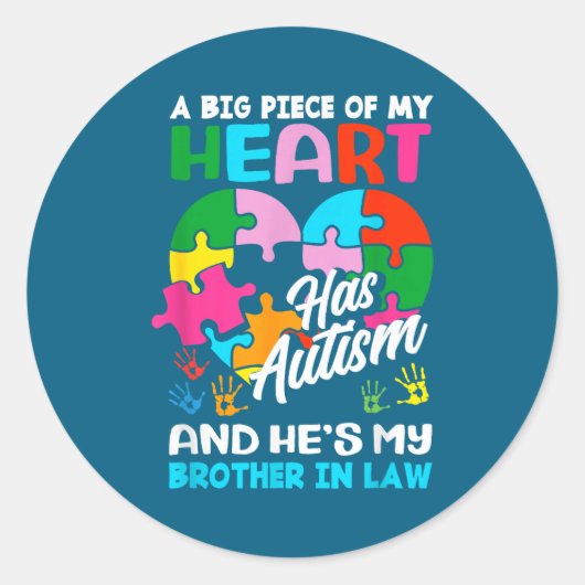 Heart Brother-in-law Autism Awareness Puzzle Ece R Runder Aufkleber (Vorderseite)