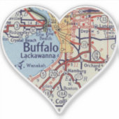 Heart Buffalo NY Vintage Karte Aufkleber (Vorderseite)