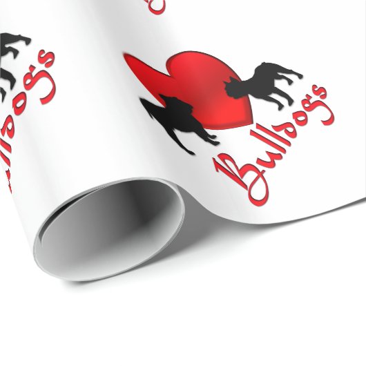 Heart Bulldogs Geschenkpapier (Rolleneckpunkt)