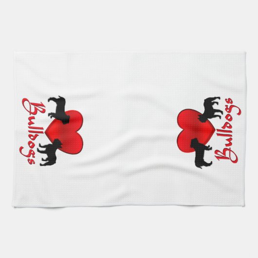 Heart Bulldogs Geschirrtuch (Horizontal)