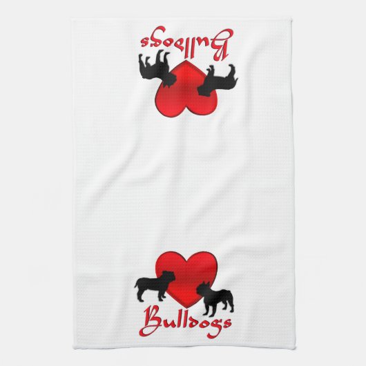 Heart Bulldogs Geschirrtuch (Vertikal)