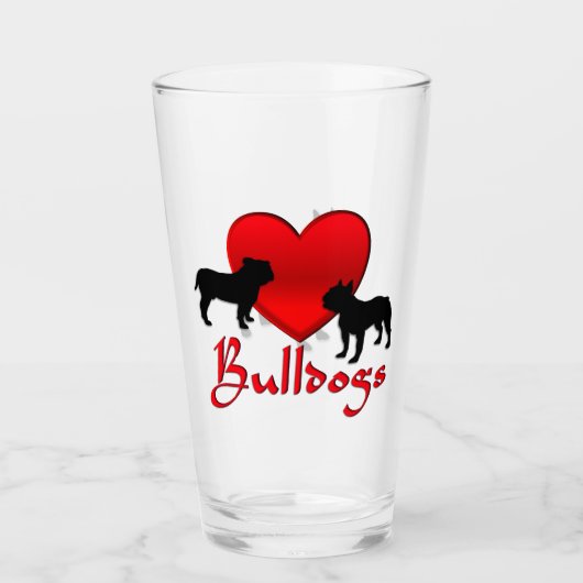 Heart Bulldogs Glas (Vorderseite)