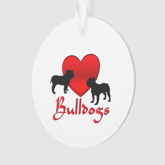 Heart Bulldogs Ornament (Vorderseite)