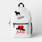 Heart Bulldogs Personalisiert Script Bedruckter Rucksack (Vorderseite)