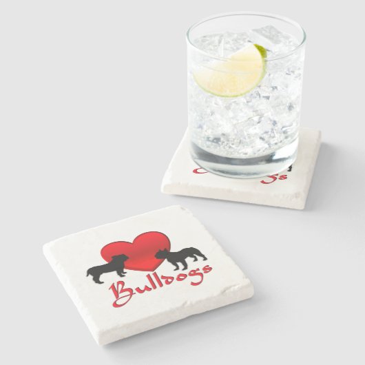 Heart Bulldogs Steinuntersetzer (Seitenansicht)