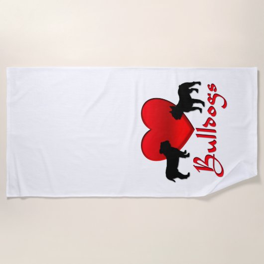 Heart Bulldogs Strandtuch (Vorderseite)