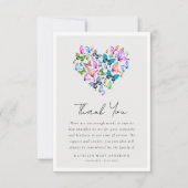 Heart Butterfly Foto Beileid Beerdigung Dankeskarte (Vorderseite)