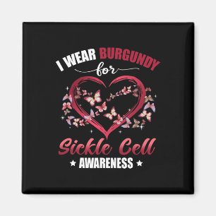Heart Butterfly Ich trage Burgundy Sickle Cell Awa Magnet