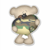 Heart Camouflaged Bear, militärischer Riesen-Liebe Aufkleber (Vorderseite)