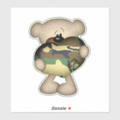 Heart Camouflaged Bear, militärischer Riesen-Liebe Aufkleber (Blatt)