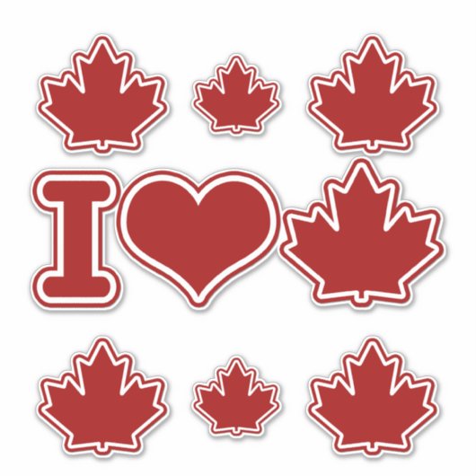 Heart Canada Red Maple Leaf Aufkleber (Vorderseite)