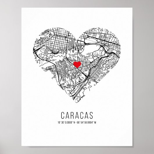 Heart Caracas City Map (Venezuela) Poster (Vorne)